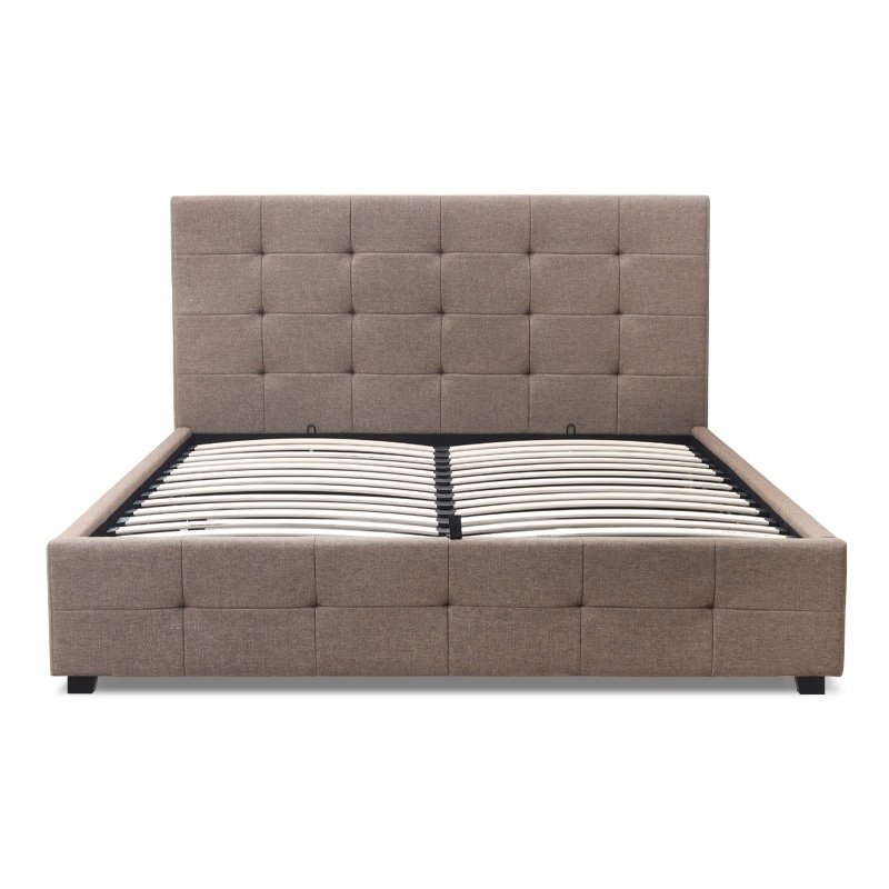 Iro Megapap fabric bed with storage space in beige brown color 150x200cm.