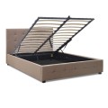Iro Megapap fabric bed with storage space in beige brown color 150x200cm.