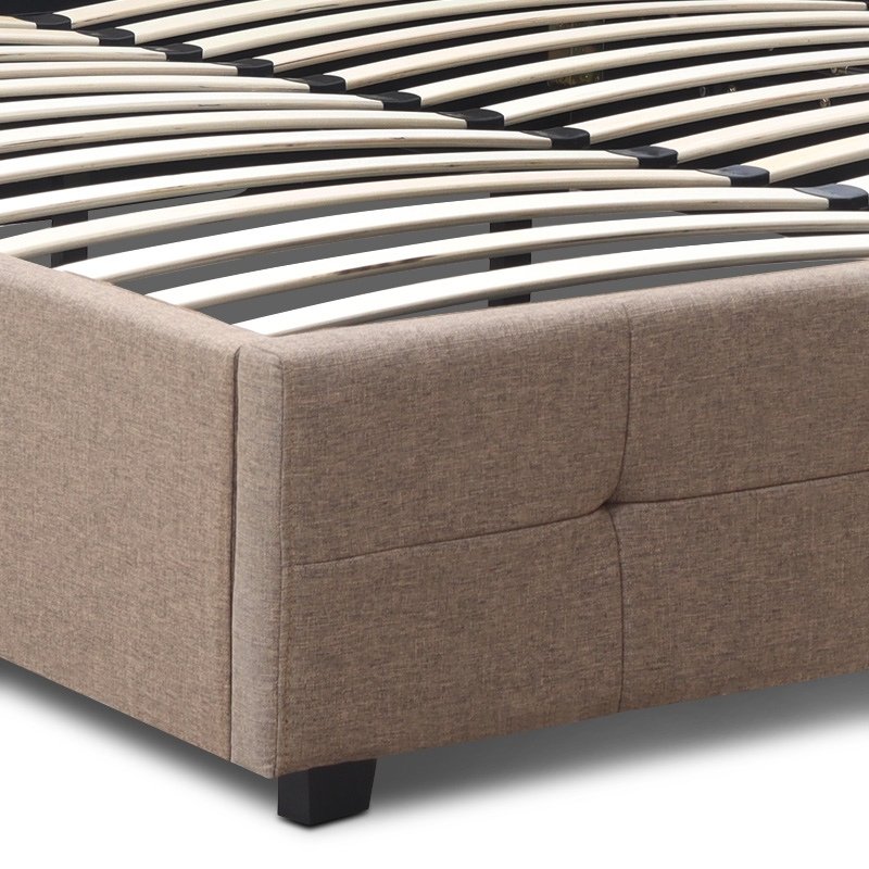 Iro Megapap fabric bed with storage space in beige brown color 150x200cm.