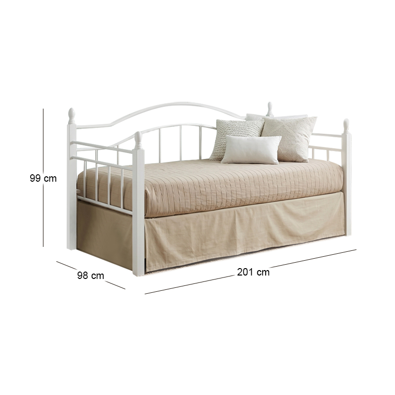 Κρεβάτι - Καναπές VINCENT DAYBED μεταλλικό και ξύλινο σε χρώμα λευκό 90x190εκ.