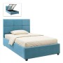 Kingston Megapap velvet bed with storage space in blue color 100x200cm.