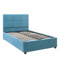 Kingston Megapap velvet bed with storage space in blue color 100x200cm.