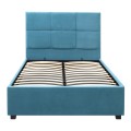 Kingston Megapap velvet bed with storage space in blue color 100x200cm.