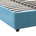 Kingston Megapap velvet bed with storage space in blue color 100x200cm.