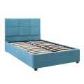 Kingston Megapap velvet bed with storage space in blue color 120x200cm.