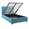 Kingston Megapap velvet bed with storage space in blue color 120x200cm.
