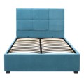 Kingston Megapap velvet bed with storage space in blue color 120x200cm.