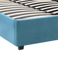 Kingston Megapap velvet bed with storage space in blue color 120x200cm.