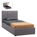 Kingston Megapap velvet bed with storage space in grey color 100x200cm.