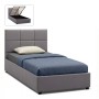 Kingston Megapap velvet bed with storage space in grey color 120x200cm.