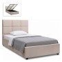 Kingston Megapap velvet bed with storage space in cream color 100x200cm.