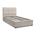 Kingston Megapap velvet bed with storage space in cream color 100x200cm.