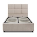 Kingston Megapap velvet bed with storage space in cream color 100x200cm.