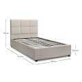 Kingston Megapap velvet bed with storage space in cream color 100x200cm.