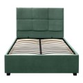 Kingston Megapap velvet bed with storage space in green color 100x200cm.