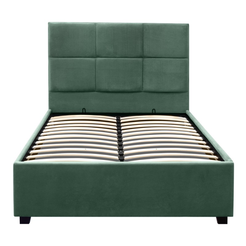 Kingston Megapap velvet bed with storage space in green color 100x200cm.