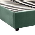 Kingston Megapap velvet bed with storage space in green color 100x200cm.