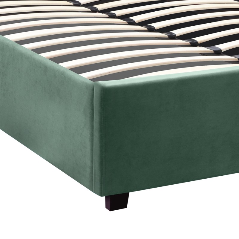 Kingston Megapap velvet bed with storage space in green color 100x200cm.