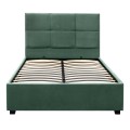 Kingston Megapap velvet bed with storage space in green color 120x200cm.