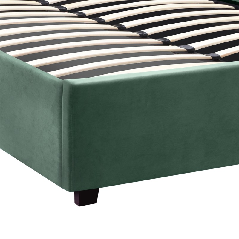 Kingston Megapap velvet bed with storage space in green color 120x200cm.