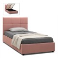 Kingston Megapap velvet bed with storage space in melon pink color 120x200cm.