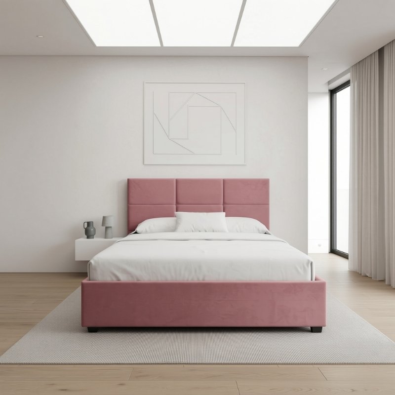 Kingston Megapap velvet bed with storage space in rotten apple color 160x200cm.