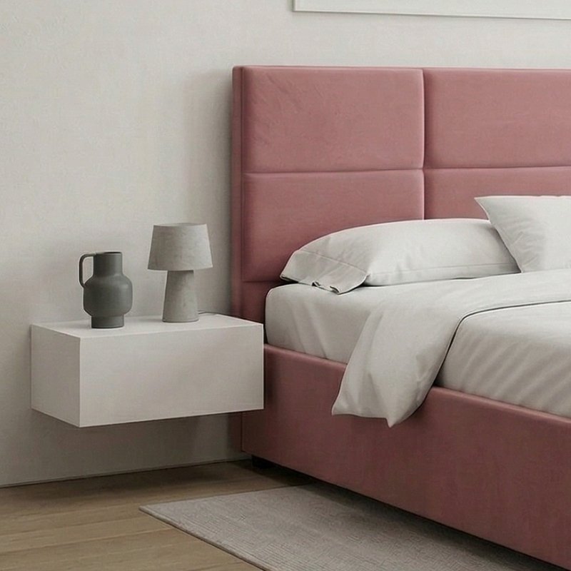 Kingston Megapap velvet bed with storage space in rotten apple color 160x200cm.