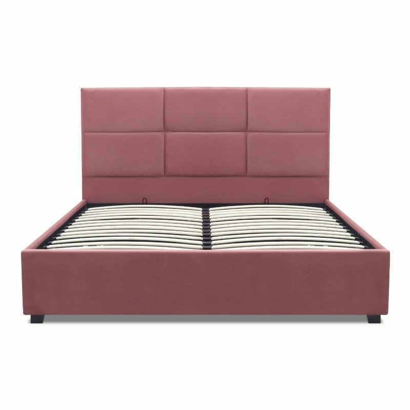 Kingston Megapap velvet bed with storage space in rotten apple color 160x200cm.