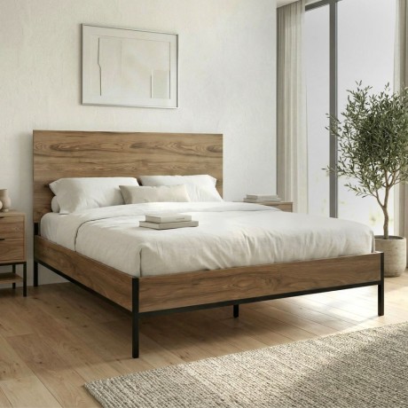 Mars Megapap melamine bed in walnut Ud color 160x200cm.