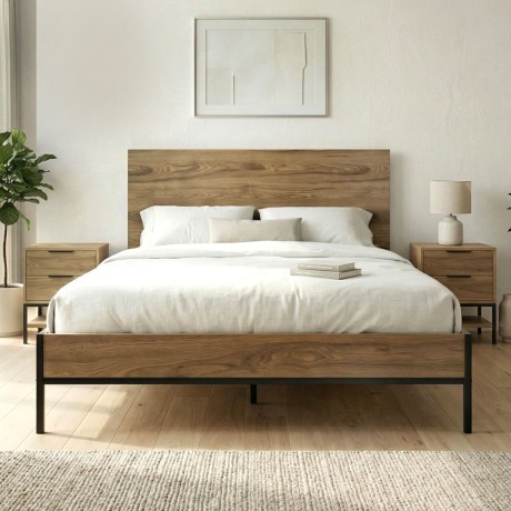 Mars Megapap melamine bed in walnut Ud color 160x200cm.