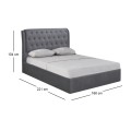 MAXWELL Gas Lift Bed 160x200cm Grey Fabric