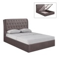 MAXWELL Gas Lift Bed 160x200cm Dark Brown Fabric