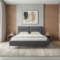 Κρεβάτι Megan Megapap υφασμάτινο χρώμα ανθρακί 160x200εκ.