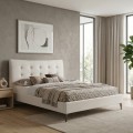 Ovelia Megapap fabric bed in light beige color 160x200cm.