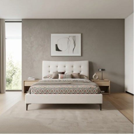 Ovelia Megapap fabric bed in light beige color 160x200cm.