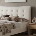Ovelia Megapap fabric bed in light beige color 160x200cm.