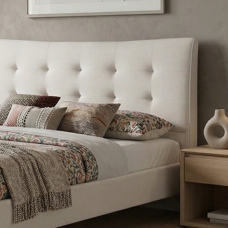 Ovelia Megapap fabric bed in light beige color 160x200cm.