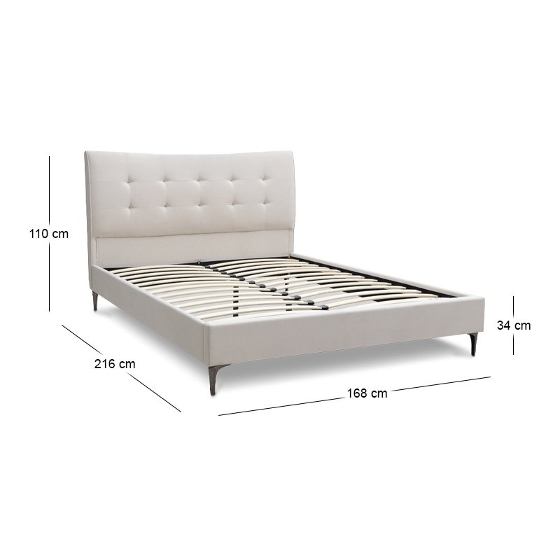Ovelia Megapap fabric bed in light beige color 160x200cm.