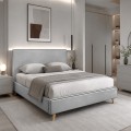 MORISSON Bed 140x190cm Light Grey Fabric