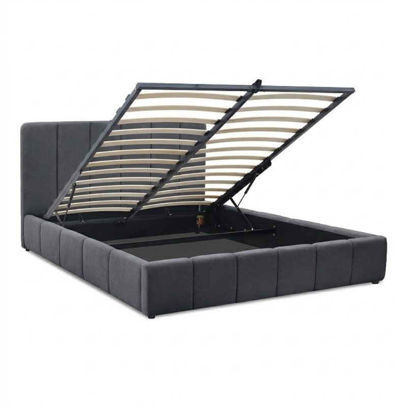 Nival Megapap fabric bed with storage space in anthracite color 160x200cm.