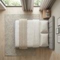 Nival Megapap fabric bed with storage space in beige color 160x200cm.