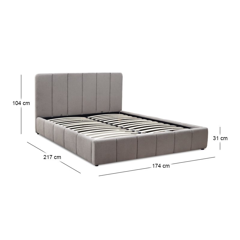 Nival Megapap fabric bed with storage space in beige color 160x200cm.