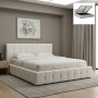 Norah Megapap bouclé fabric bed with storage space in ivory color 160x200cm.