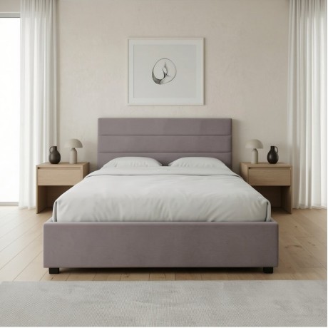 Olmo Megapap velvet bed with storage space in grey color 150x200cm.