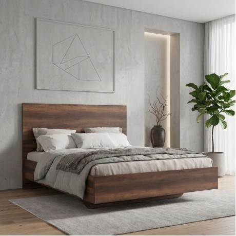 Oryana Megapap melamine bed in walnut color 160x200cm.