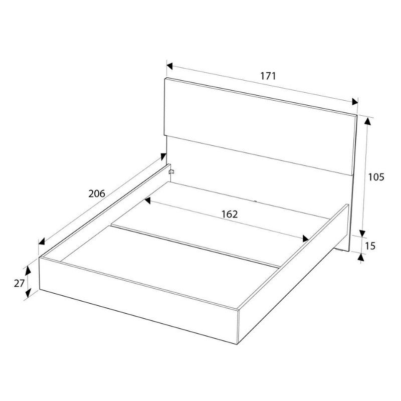 Oryana Megapap melamine - fabric bed in walnut color 160x200cm.