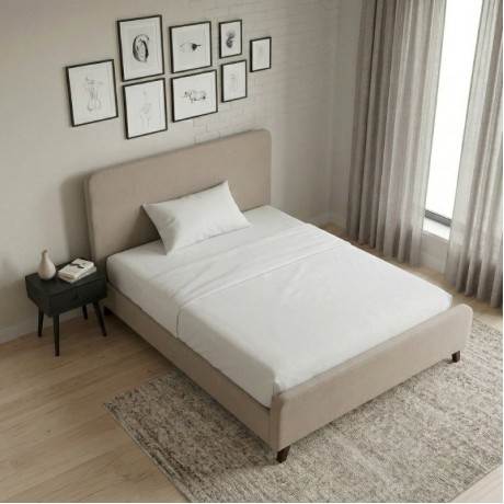 Ovelia Megapap fabric bed in beige color 120x200cm.