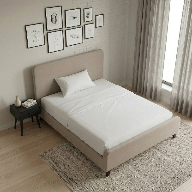 Ovelia Megapap fabric bed in beige color 120x200cm.