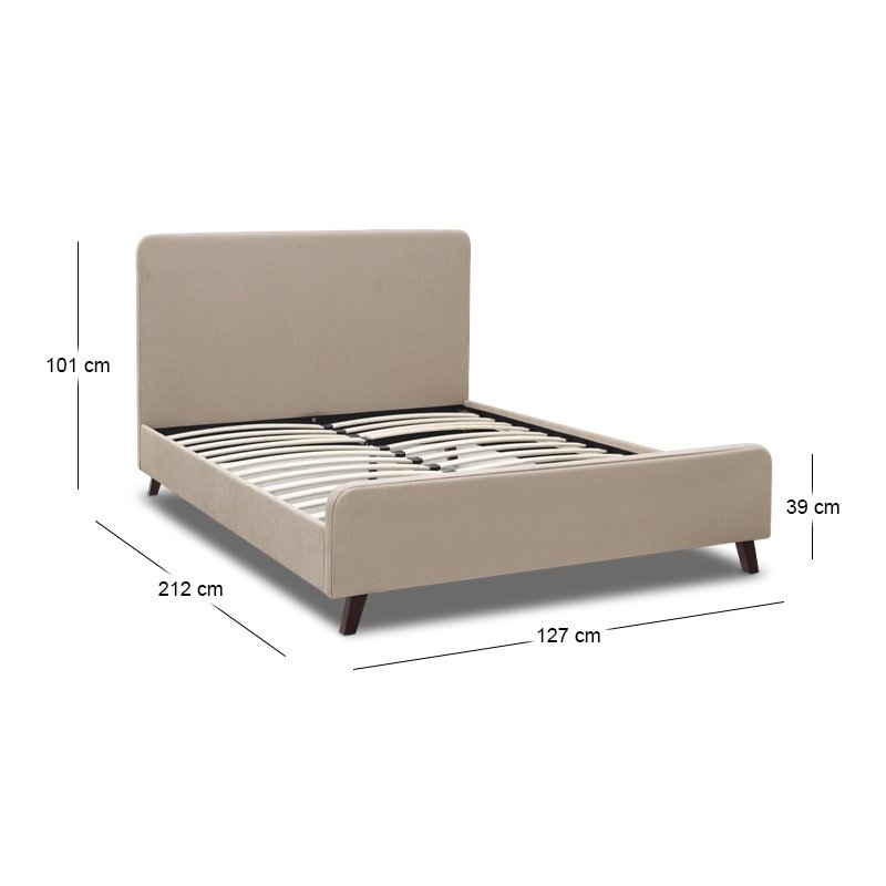 Ovelia Megapap fabric bed in beige color 120x200cm.
