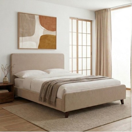 Ovelia Megapap fabric bed in beige color 140x190cm.